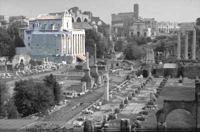 Der Tempel von Antoninus und Faustina heute